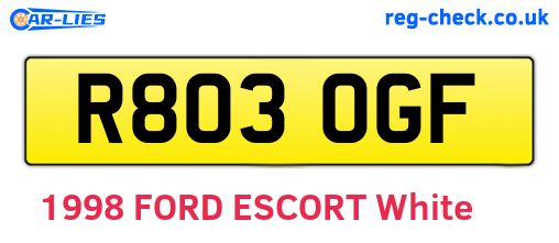 R803OGF are the vehicle registration plates.