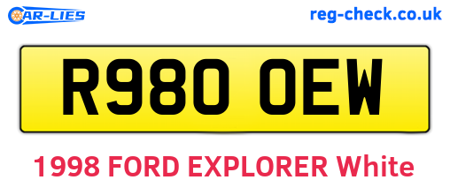 R980OEW are the vehicle registration plates.