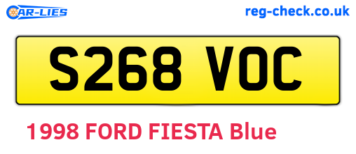 S268VOC are the vehicle registration plates.