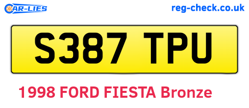 S387TPU are the vehicle registration plates.
