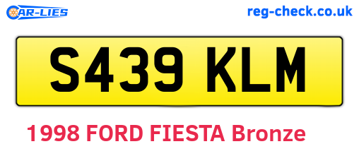 S439KLM are the vehicle registration plates.