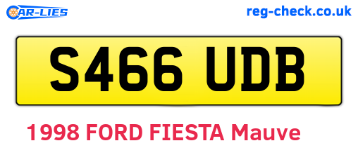 S466UDB are the vehicle registration plates.