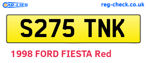 S275TNK are the vehicle registration plates.