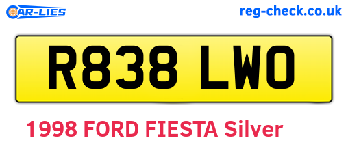 R838LWO are the vehicle registration plates.