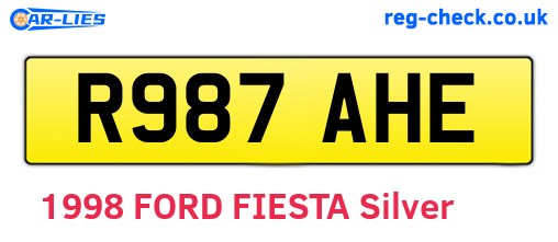 R987AHE are the vehicle registration plates.