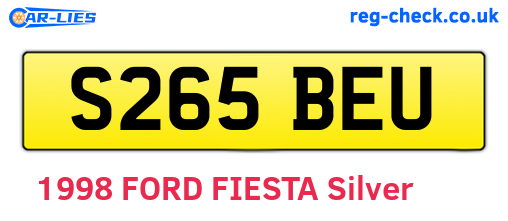 S265BEU are the vehicle registration plates.
