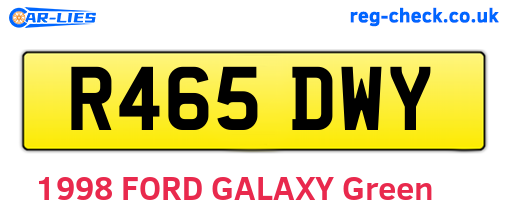 R465DWY are the vehicle registration plates.