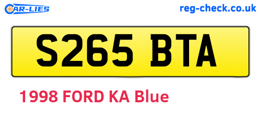 S265BTA are the vehicle registration plates.