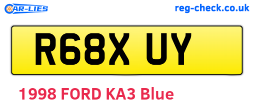 R68XUY are the vehicle registration plates.