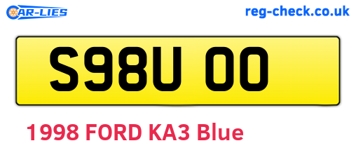 S98UOO are the vehicle registration plates.