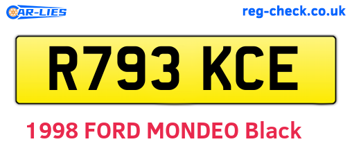 R793KCE are the vehicle registration plates.