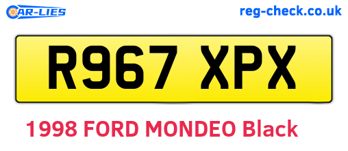R967XPX are the vehicle registration plates.
