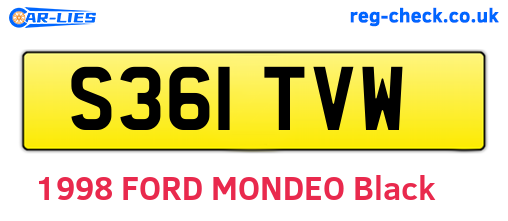 S361TVW are the vehicle registration plates.