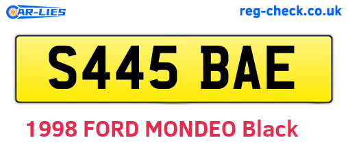S445BAE are the vehicle registration plates.