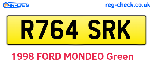R764SRK are the vehicle registration plates.