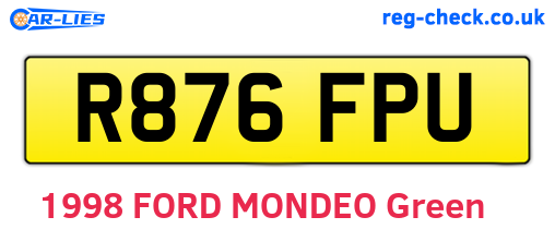 R876FPU are the vehicle registration plates.