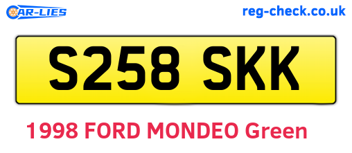 S258SKK are the vehicle registration plates.