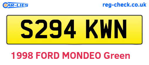 S294KWN are the vehicle registration plates.