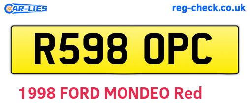 R598OPC are the vehicle registration plates.