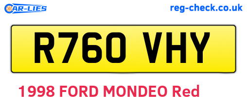 R760VHY are the vehicle registration plates.