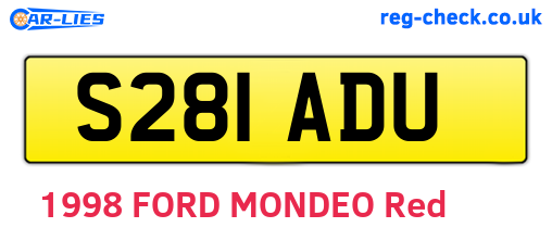 S281ADU are the vehicle registration plates.