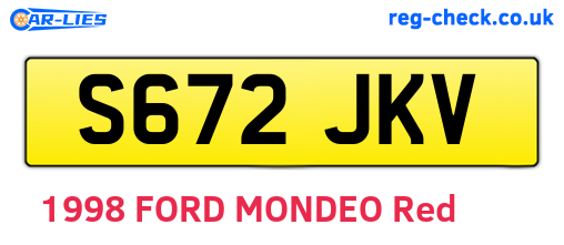 S672JKV are the vehicle registration plates.