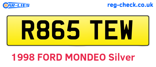 R865TEW are the vehicle registration plates.