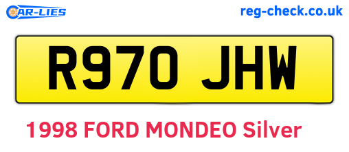 R970JHW are the vehicle registration plates.