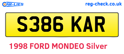 S386KAR are the vehicle registration plates.