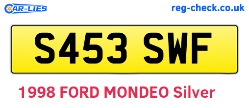 S453SWF are the vehicle registration plates.