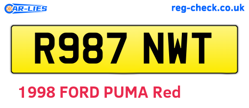 R987NWT are the vehicle registration plates.