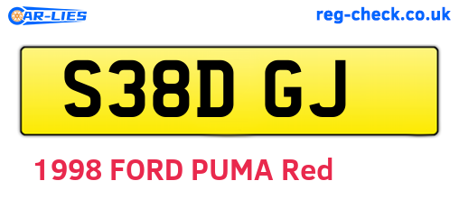 S38DGJ are the vehicle registration plates.