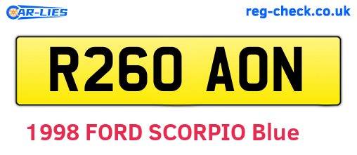 R260AON are the vehicle registration plates.