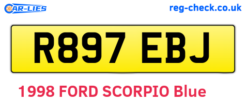 R897EBJ are the vehicle registration plates.