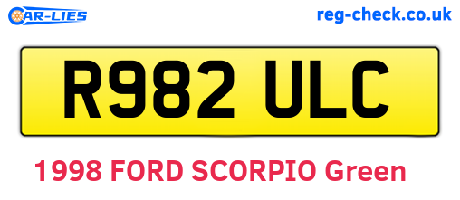 R982ULC are the vehicle registration plates.