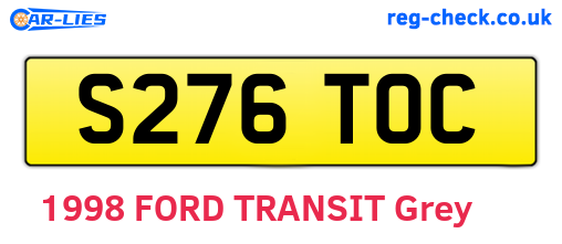 S276TOC are the vehicle registration plates.