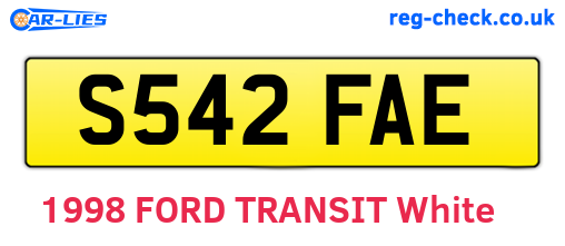S542FAE are the vehicle registration plates.