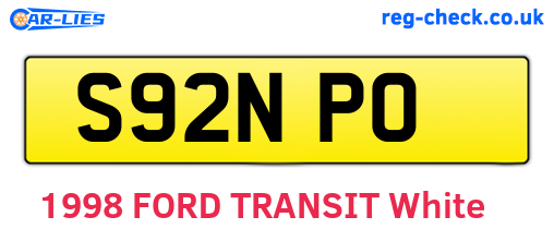 S92NPO are the vehicle registration plates.