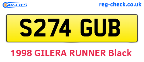 S274GUB are the vehicle registration plates.