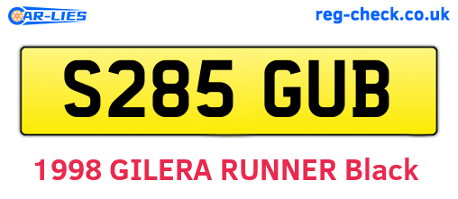S285GUB are the vehicle registration plates.