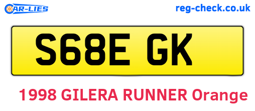 S68EGK are the vehicle registration plates.