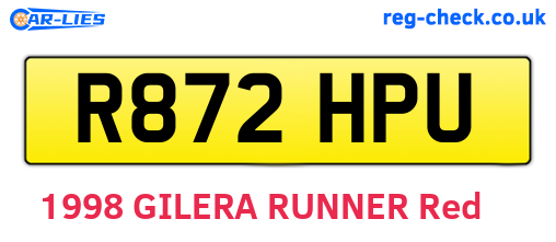 R872HPU are the vehicle registration plates.