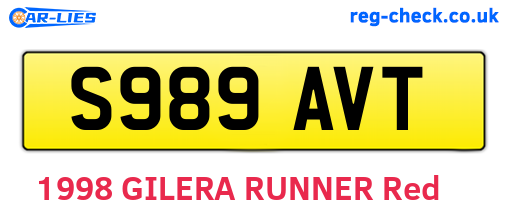 S989AVT are the vehicle registration plates.