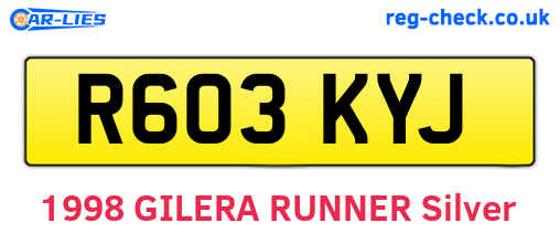 R603KYJ are the vehicle registration plates.