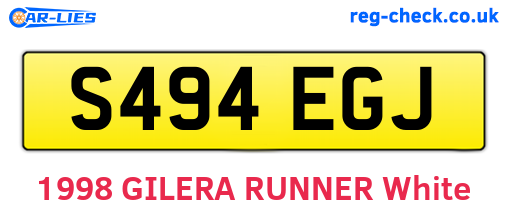 S494EGJ are the vehicle registration plates.