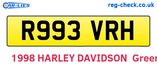 R993VRH are the vehicle registration plates.