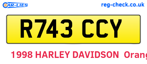 R743CCY are the vehicle registration plates.