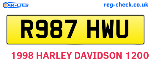 R987HWU are the vehicle registration plates.