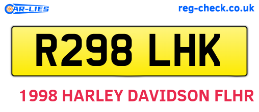 R298LHK are the vehicle registration plates.