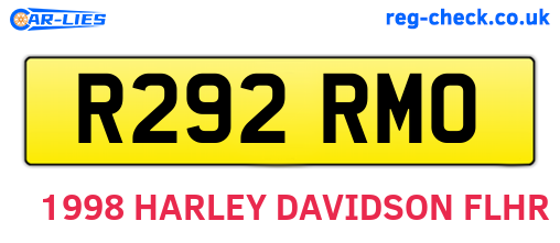 R292RMO are the vehicle registration plates.